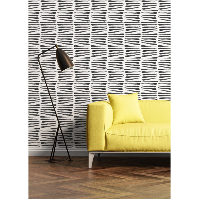 Mitchell Black Nomad Zebra 10' L x 25" W Peel and Stick Wallpaper Tile